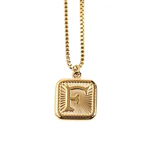 Gold Stainless Steel 26 Letter Charm Necklace Series