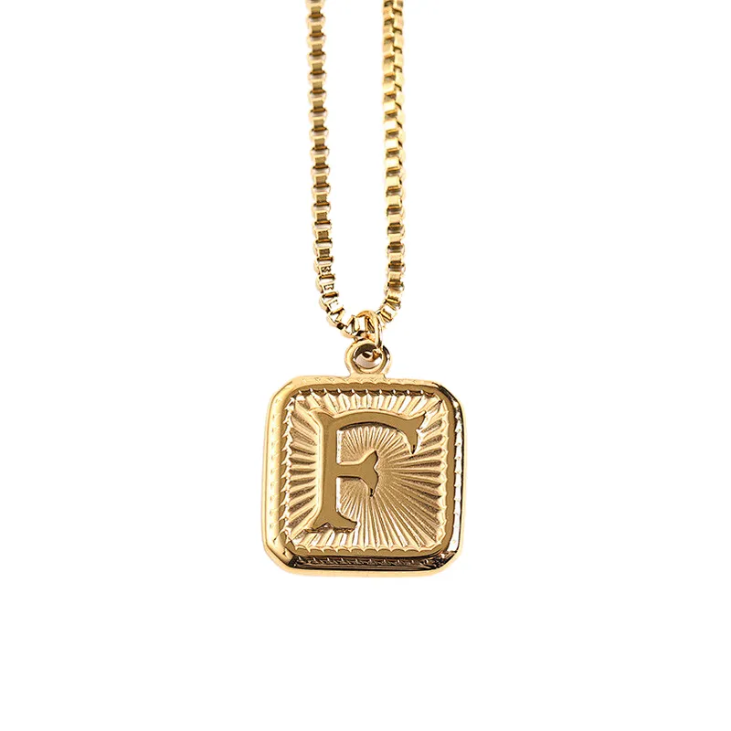Gold Stainless Steel 26 Letter Charm Necklace Series