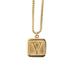 Gold Stainless Steel 26 Letter Charm Necklace Series