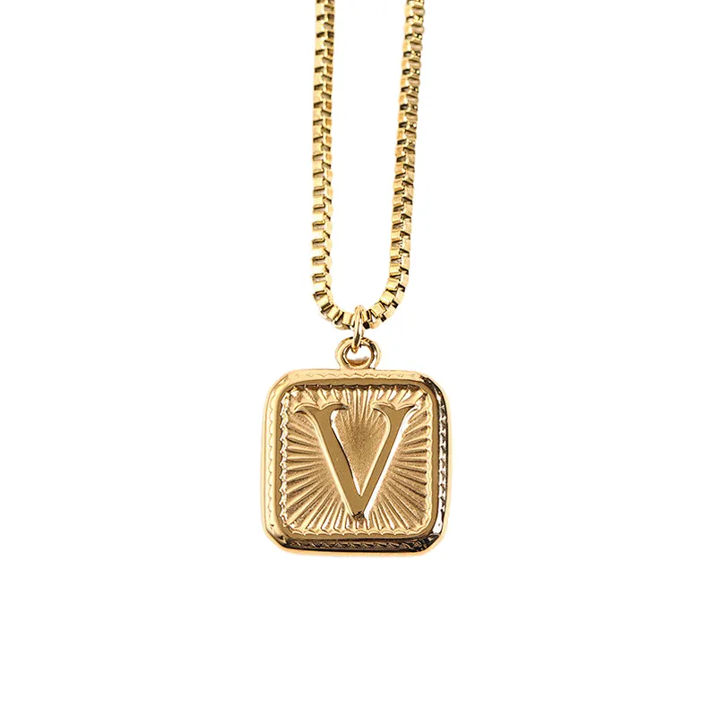 Gold Stainless Steel 26 Letter Charm Necklace Series
