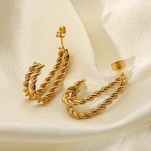 Popular Geometric Stainless Steel Twist Earrings Jewelry