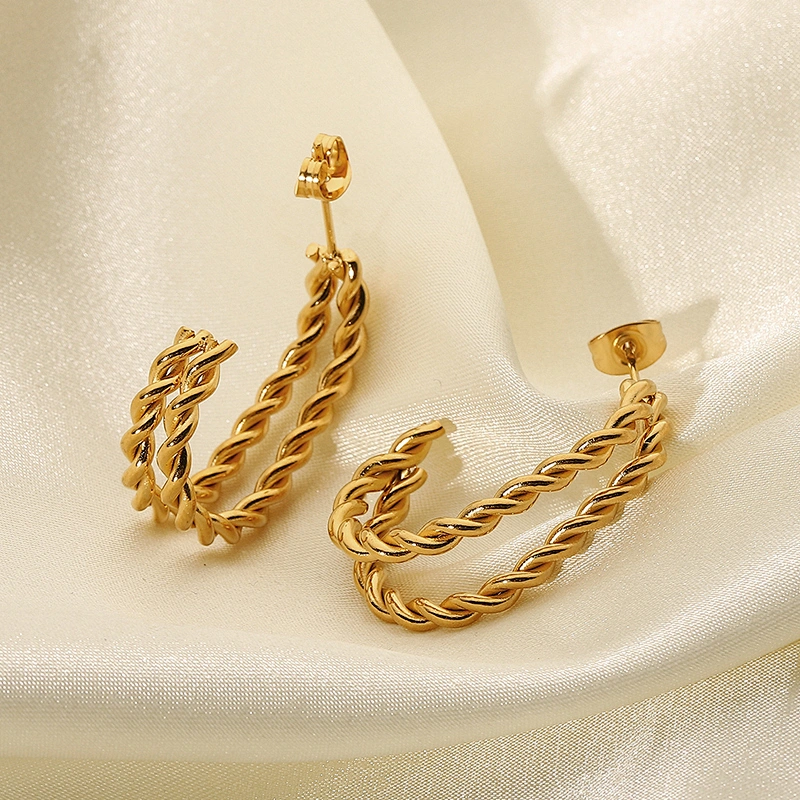Popular Geometric Stainless Steel Twist Earrings Jewelry