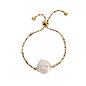 Fashion Simple Freshwater Pearl Bracelet Steel Bracelet