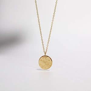 Simple Stainless Steel Tiny Chain Universe Charm Necklace
