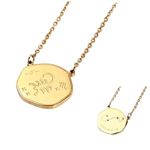 Trend Stainless Steel Zodiac Sign Charm Series Necklace