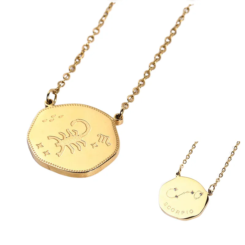 Trend Stainless Steel Zodiac Sign Charm Series Necklace