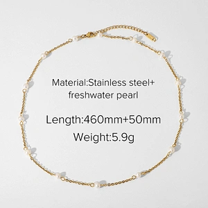 Vintage Freshwater Pearl Choker Stainless Steel Necklace