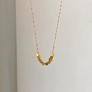 Stainless Steel Small Cubic Beads Exquisite Chain Necklace
