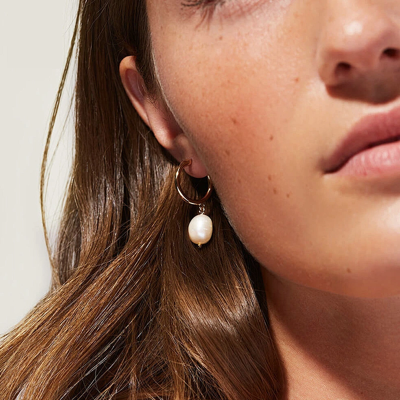 Retro Freshwater Pearls Earrings C Shape Earrings Women