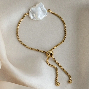 Fashion Simple Freshwater Pearl Bracelet Steel Bracelet