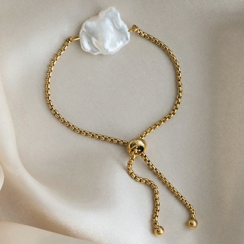 Fashion Simple Freshwater Pearl Bracelet Steel Bracelet