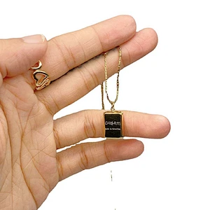 18K Gold Plated Steel Rectangle Custom Letter Necklace