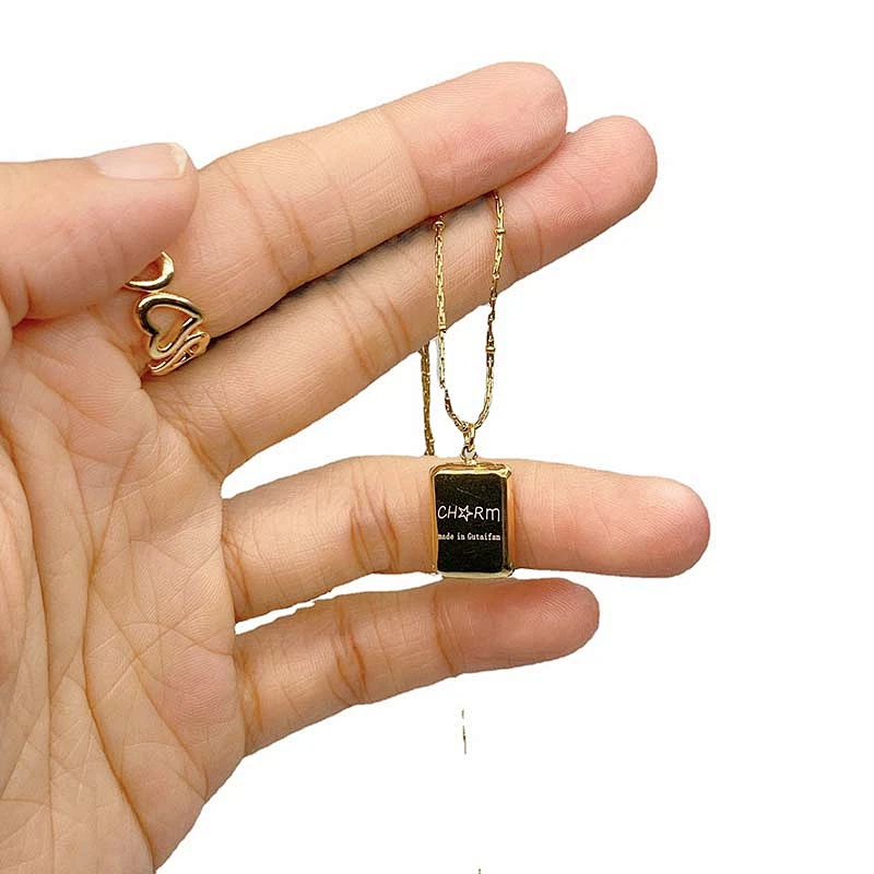 18K Gold Plated Steel Rectangle Custom Letter Necklace
