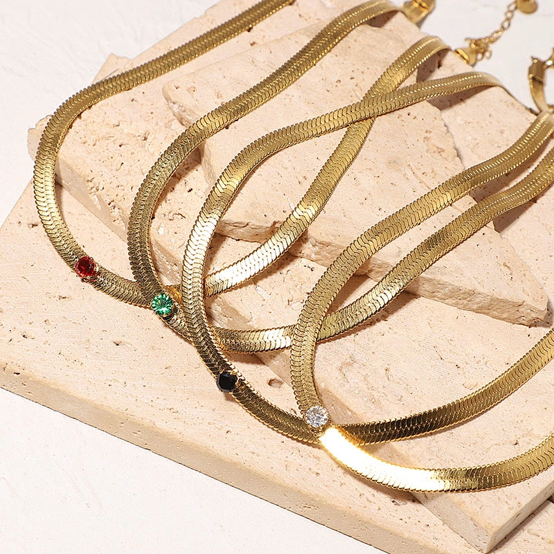 Simple Stainless Steel Jewelry Rectangular Color Necklace