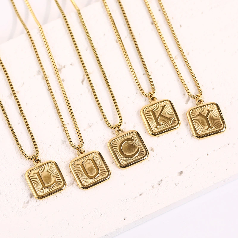 Gold Stainless Steel 26 Letter Charm Necklace Series