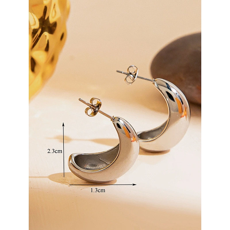 Women Stainless Steel 18K Gold Hoop Earrings