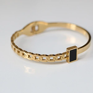 Rose Gold Plated Link Shape Bangle For Women