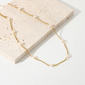 Vintage Freshwater Pearl Choker Stainless Steel Necklace