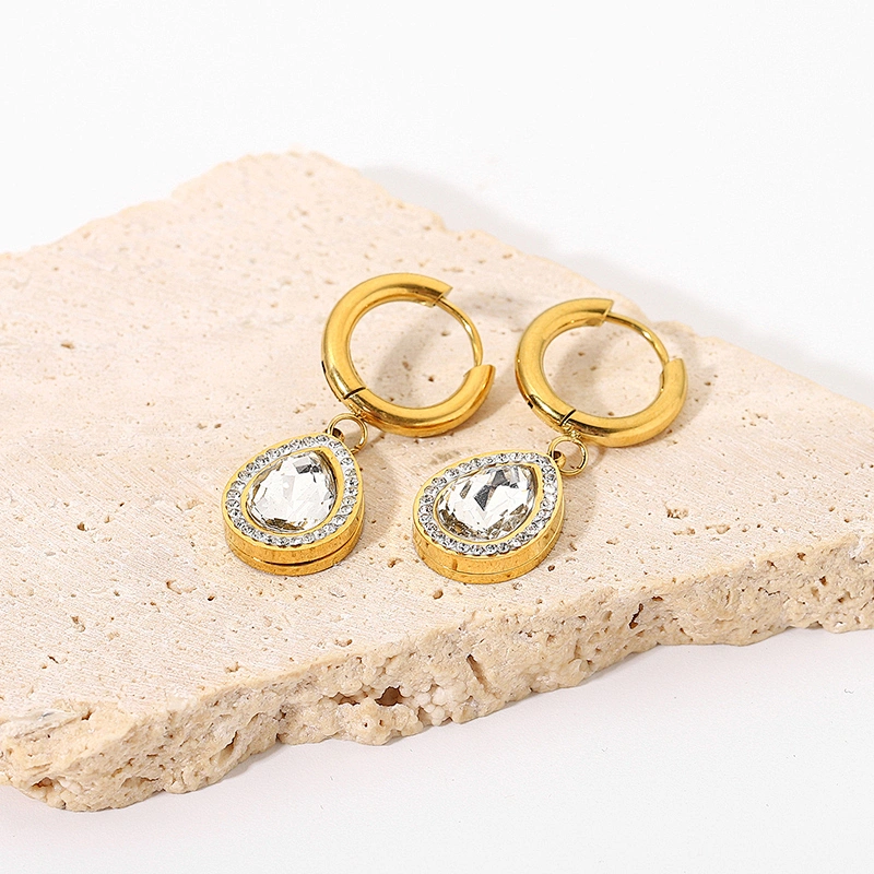 Fashion Metal Jewelry Zircon Hoop Earrings Charm Women