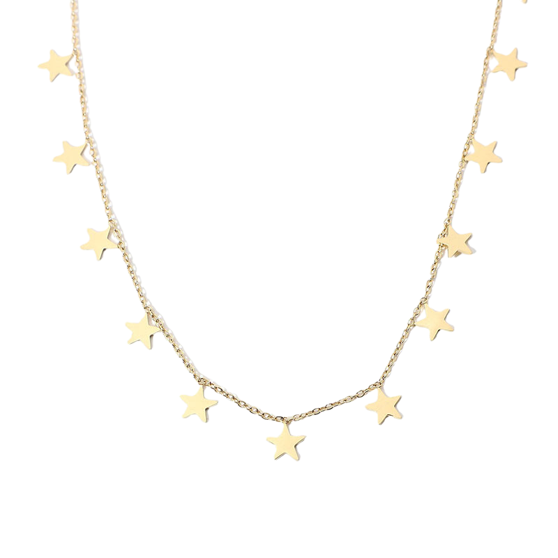 18K Gold Color Women Stainless Steel Chain With Star Pendant