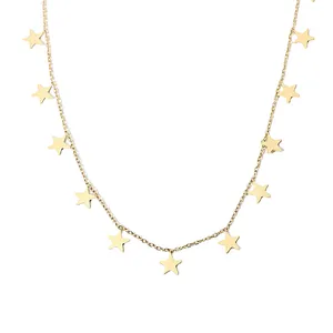 18K Gold Color Women Stainless Steel Chain With Star Pendant