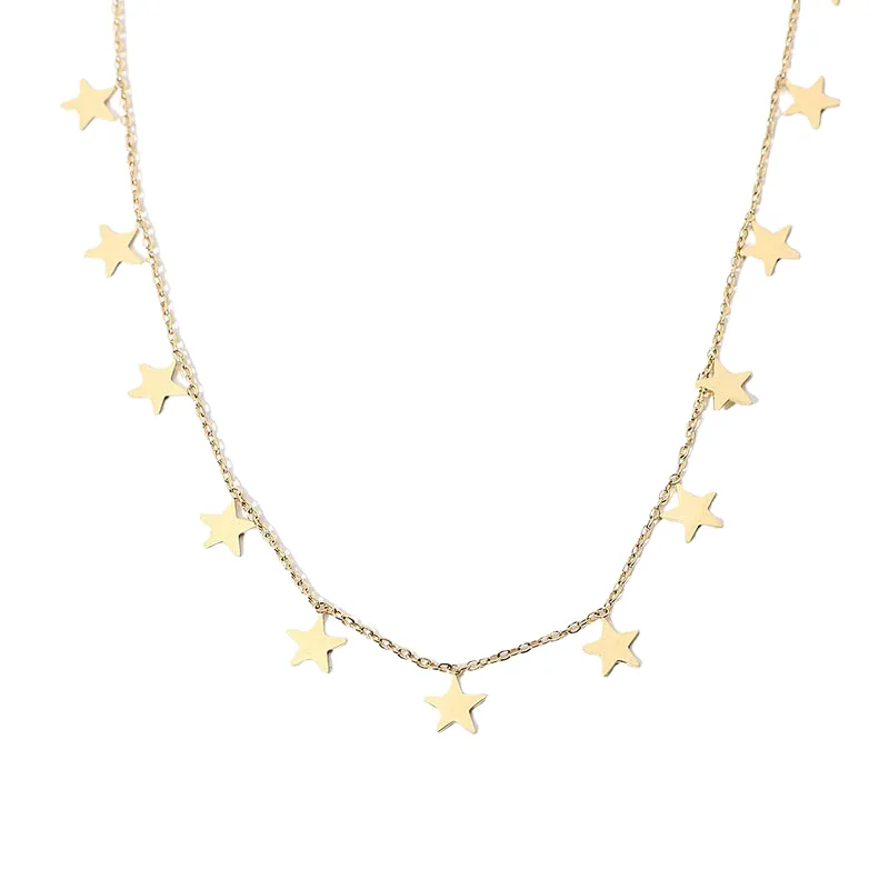 18K Gold Color Women Stainless Steel Chain With Star Pendant