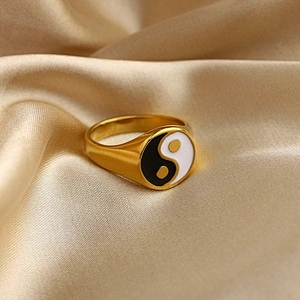 Stainless Steel Ring 18K Gold Metal Titanium Steel Heart Ring