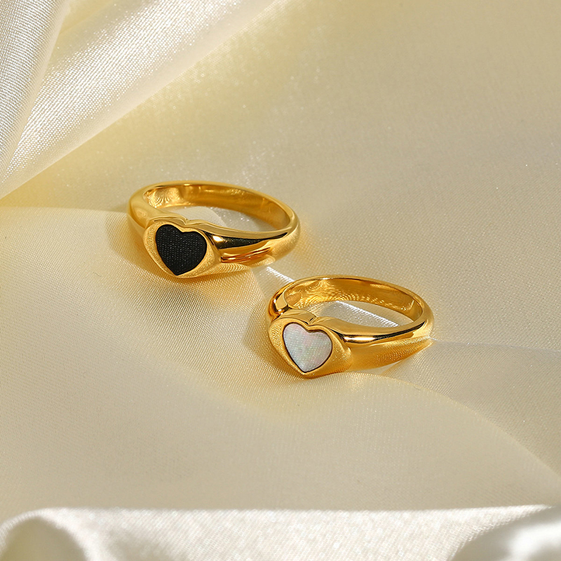 Stainless Steel Heart Ring 18K Gold Plated Heart Ring