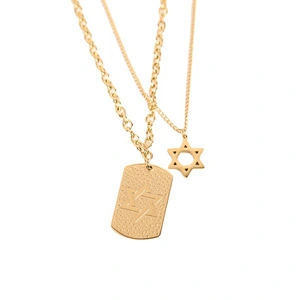 Double Layered Hexagram Charm Pendant Necklace Custom