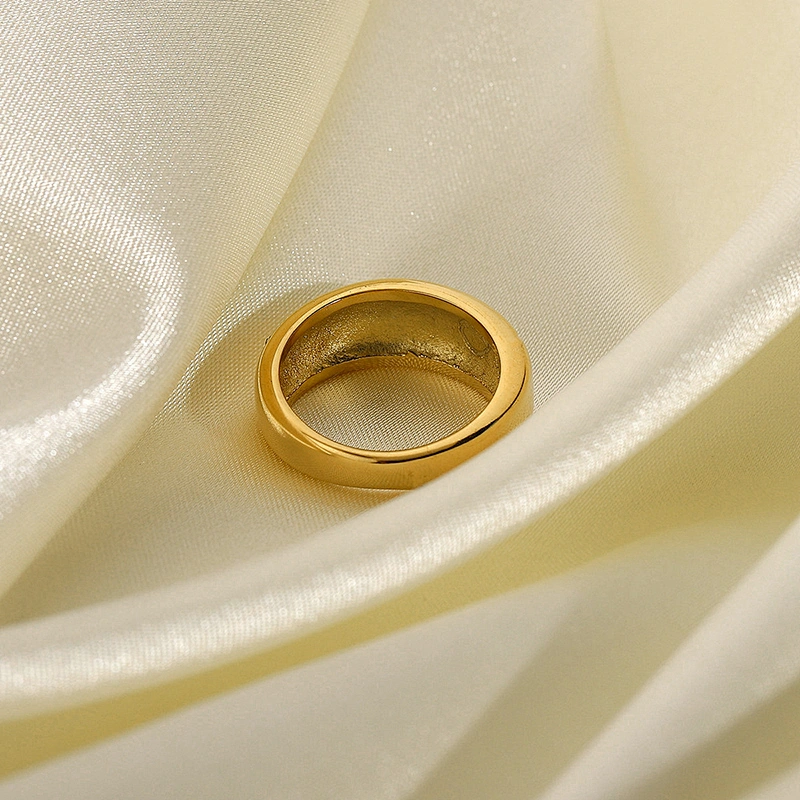 Titanium Steel Ring 18K Gold Plated Steel Women's Zircon Ring