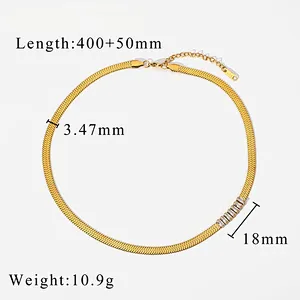 Stainless Steel Multicolor Rectangular Zircon Women Necklace