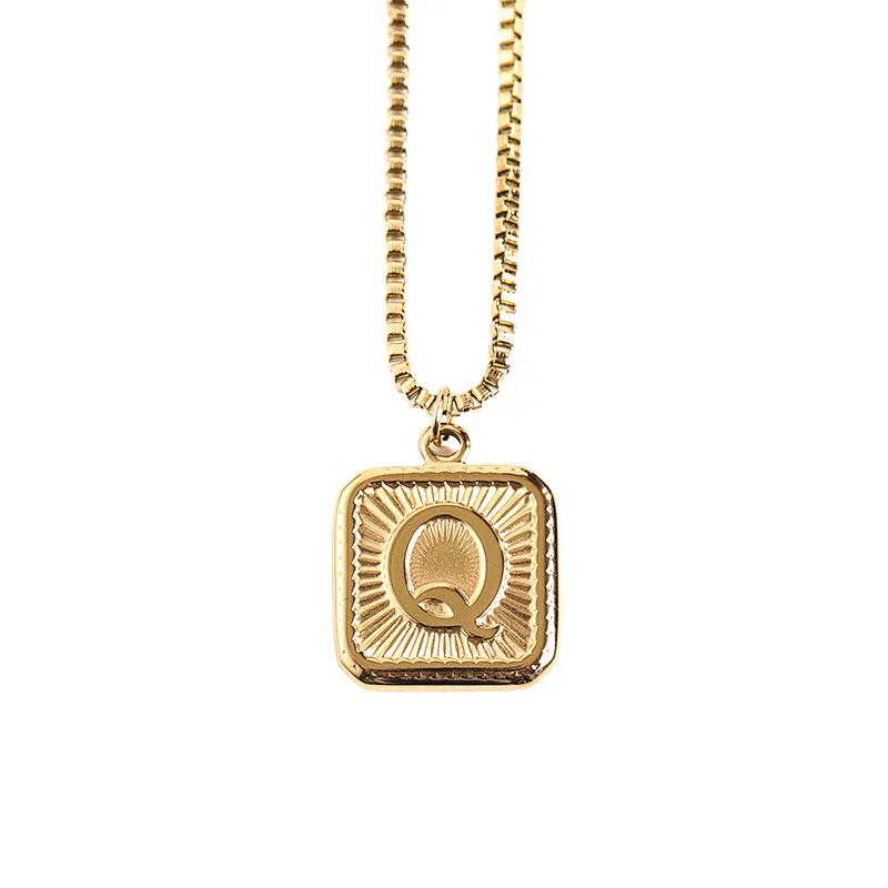 Gold Stainless Steel 26 Letter Charm Necklace Series