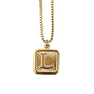 Gold Stainless Steel 26 Letter Charm Necklace Series