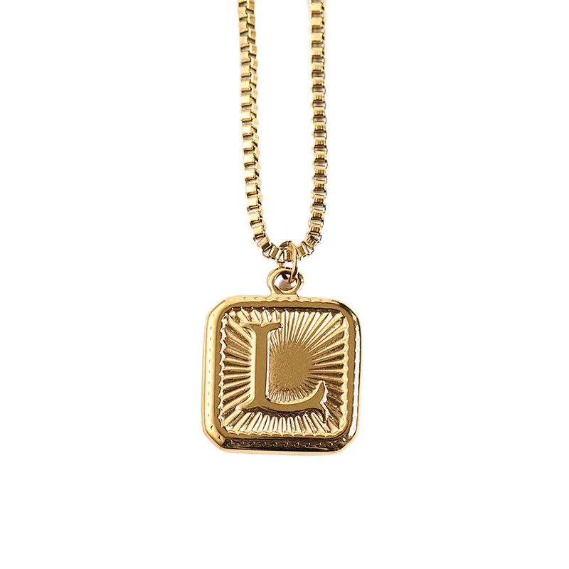 Gold Stainless Steel 26 Letter Charm Necklace Series