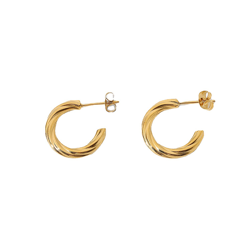 Wholesale C Shape Earrings Stainless Steel Hoop Earrings