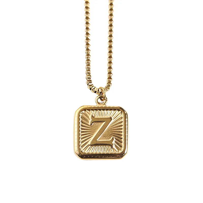 Gold Stainless Steel 26 Letter Charm Necklace Series