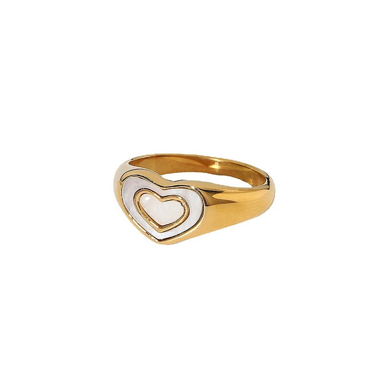 Fashion Cute Steel Metal Heart Ring Titanium Steel Ring