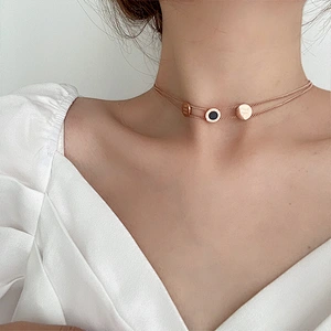 Double Layer Rose Gold Plated Choker Necklace Accessories