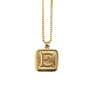 Gold Stainless Steel 26 Letter Charm Necklace Series