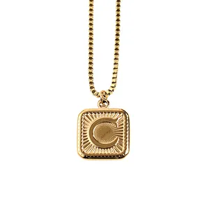 Gold Stainless Steel 26 Letter Charm Necklace Series