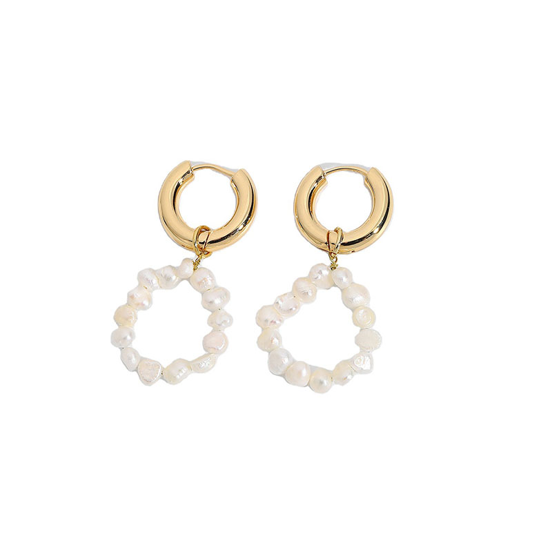 Fresh Water Pearl Drop Hoop Earrings Wholesale