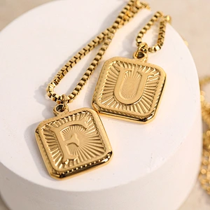 Gold Stainless Steel 26 Letter Charm Necklace Series