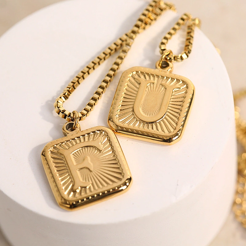 Gold Stainless Steel 26 Letter Charm Necklace Series