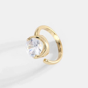 Small Charm Brass Jewelry Open Ring Pink Zircon Ring Women