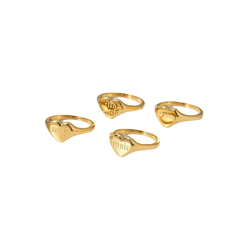 Couple Ring 18K Gold Plated Ring Letter Engraved Ring Set