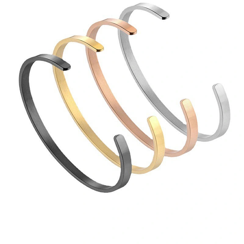 Simple Basic Gold Stainless Steel Bracelet