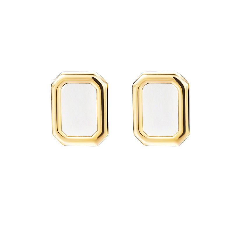 18K Gold Plating Rectangle Shell Stud Earrings Wholesale