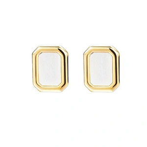 18K Gold Plating Rectangle Shell Stud Earrings Wholesale