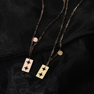 Trend Double Hollow Star Pendant Necklace Customize