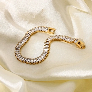 Fashion Stainless Steel Bracelet Cubic Zirconia Womens Jewelry